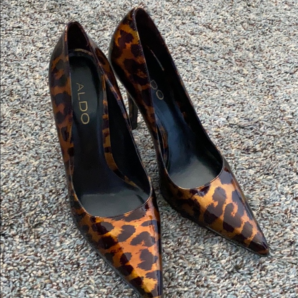 Aldo patent leather animal print heels size 7